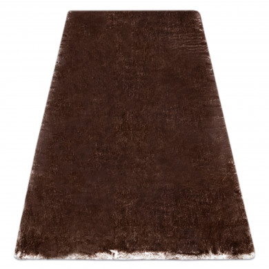 Alfombra de lavado moderna LAPIN shaggy antideslizante marfil / chocolate