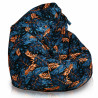 Hojas tropicales azul oscuro-naranja puff pera