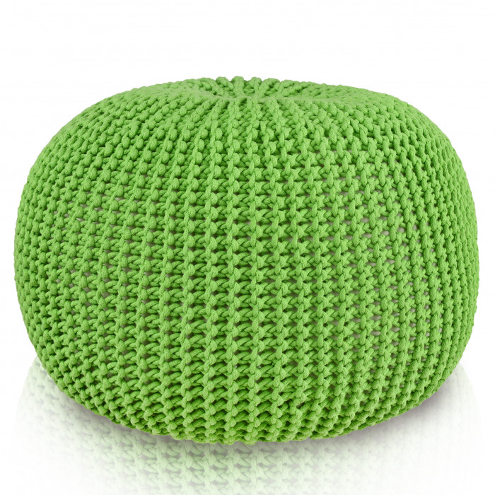KnitPouf Cotton Lime - Okrągła Pufa Dziergana