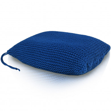PillowKnit Handmade Navy: cojín rectangular tejido a mano con cordón de algodón
