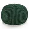 Puf HandKnit Grande – Puf verde bosque tejido a mano con cordón de algodón