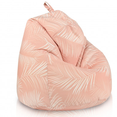 Puff pera con palmeras en color rosa pálido para niños: rosa, estampado de hojas tropicales, sillón puff suave