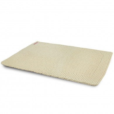 Alfombra rectangular de algodón tejida a mano en color crema, 86 x 60 cm