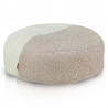 Puf Bouclé Pastel Duo: redondo, blanco empolvado, elegante y suave