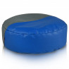 Reposapiés Duo Active: redondo, de cuero ecológico azul y gris, estilo moderno