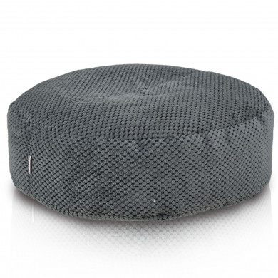 Puf Velvet Dot Graphite: redondo, patchwork, terciopelo gris texturizado