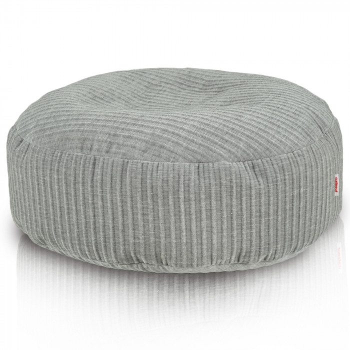 Puf Velvet Dot Graphite: redondo, patchwork, terciopelo gris texturizado