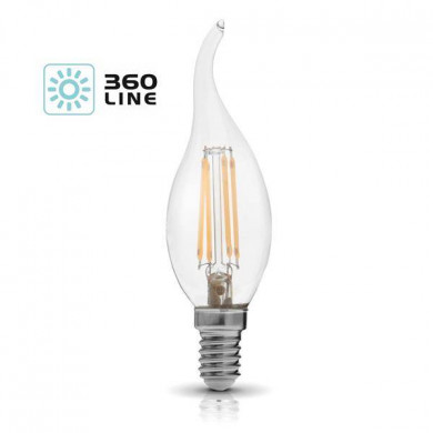 Bombilla decorativa FILAMENT LED E14 4W, cálida 3000K, llama de vela