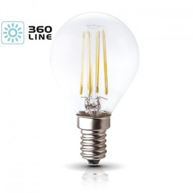 Bombilla decorativa FILAMENT LED E14 4W, cálida 3000K, bola G45
