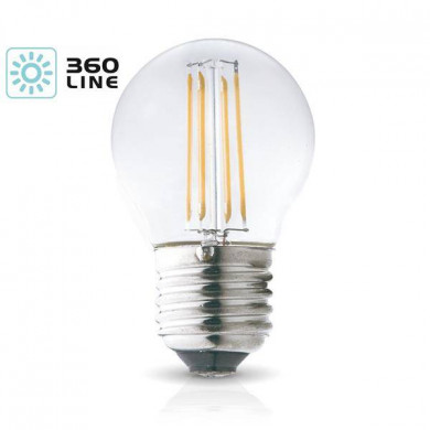 Bombilla decorativa FILAMENT LED E27 4W, cálida 3000K, bola G45