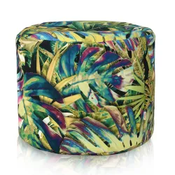 Puff Redondo Cilindro - Tejido Estampado Premium