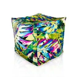 Puff Cuadrado Cubo - Tejido Estampado Premium