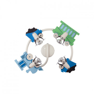 TRAIN IV lámpara de pared/techo 59 cm 4xE27 | azul/verde 4065