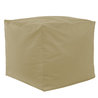 Beige Puff Cuadrado Cubo cuero ecológico