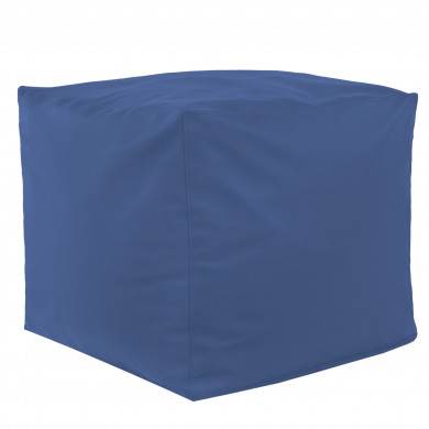 Azul Puff Cuadrado Cubo cuero ecológico
