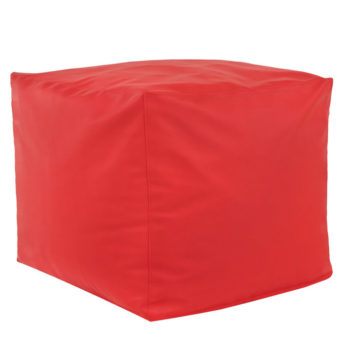 Rojo Puff Cuadrado Cubo cuero ecológico