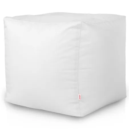 Puff cuadrado blanco de nylon resistente al agua, perfecto para exteriores