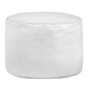 Blanco Puff Con Ruedas Cilindro cuero ecológico