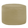Beige Puff Con Ruedas Cilindro cuero ecológico