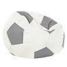Puf De Fútbol Blanco Gris Claro Cuero Ecológico