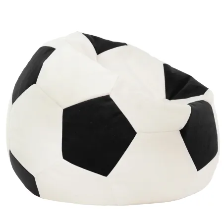 Puf De Fútbol Perla Negro Terciopelo