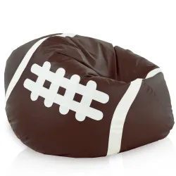 Puff Pelota Rugby Marrón - Piel Sintética