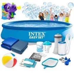 INTEX 28158 Piscina Hinchable 457 x 84 cm 15-en-1 + Máquina de Burbujas GRATIS