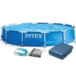 INTEX 28210 Piscina de Jardín con Marco 366 x 76 cm Set 6 en 1