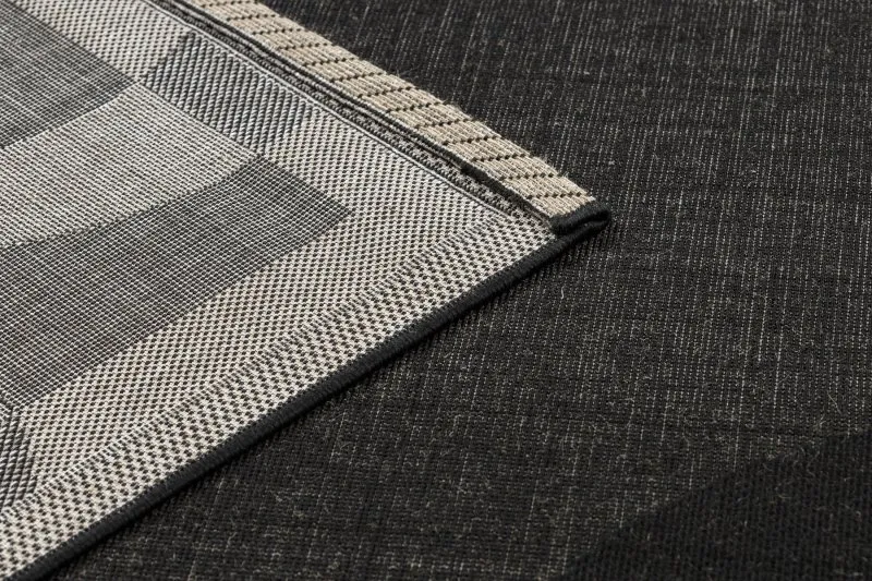 Alfombra de cuerda sisal FLOORLUX 20078 negro/plateado