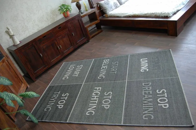 Alfombra de cuerda sisal FLOORLUX 20275 YOLO negro/plateado