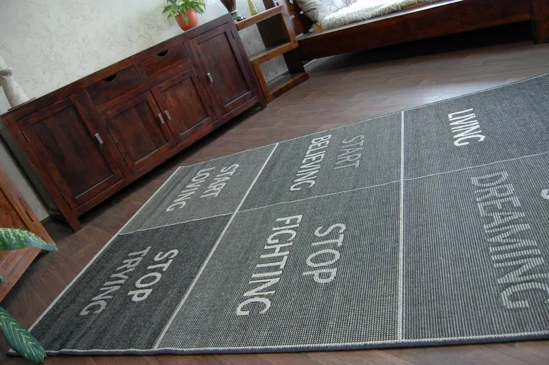 Alfombra de cuerda sisal FLOORLUX 20275 YOLO negro/plateado