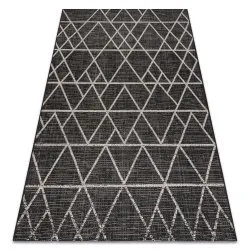 Alfombra de cuerda sisal FLOORLUX 20508 negro/plateado Triángulos