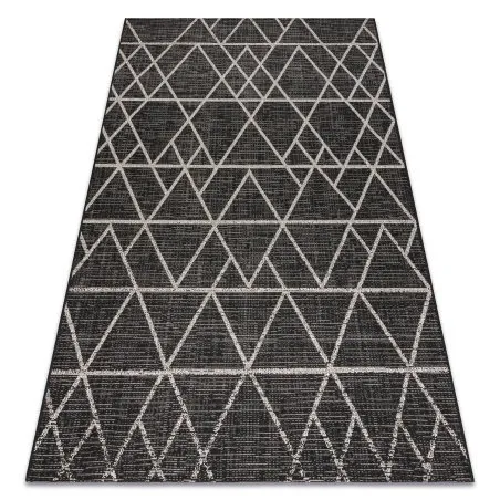 Alfombra de cuerda sisal FLOORLUX 20508 negro/plateado Triángulos