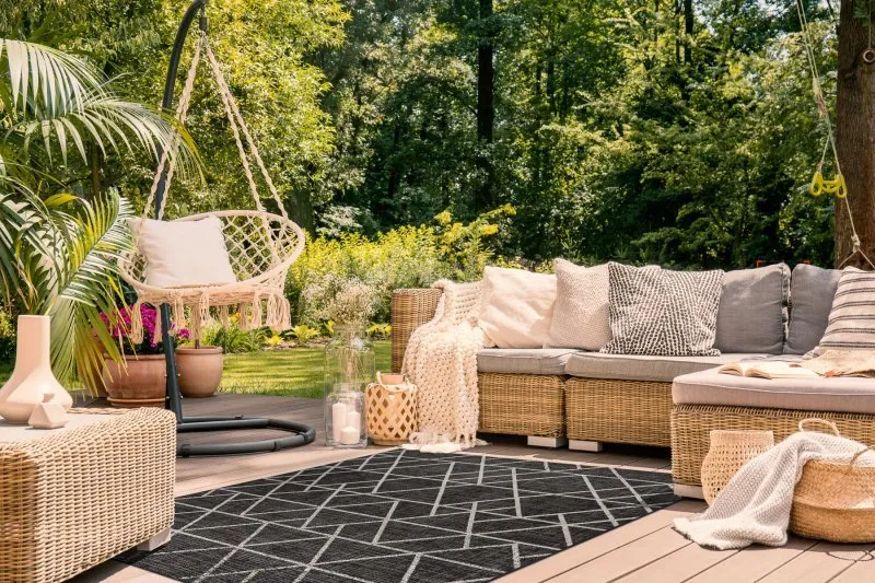 Alfombra de cuerda sisal FLOORLUX 20508 negro/plateado Triángulos