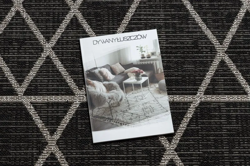 Alfombra de cuerda sisal FLOORLUX 20508 negro/plateado Triángulos