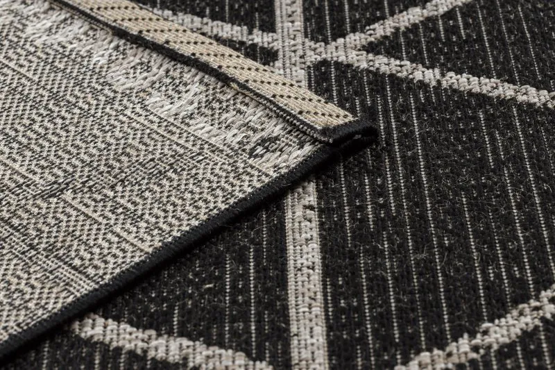 Alfombra de cuerda sisal FLOORLUX 20508 negro/plateado Triángulos
