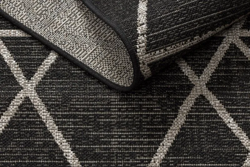 Alfombra de cuerda sisal FLOORLUX 20508 negro/plateado Triángulos