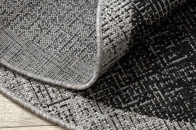 Alfombra de cuerda sisal FLOORLUX Circulo 20401 Marco negro/plateado