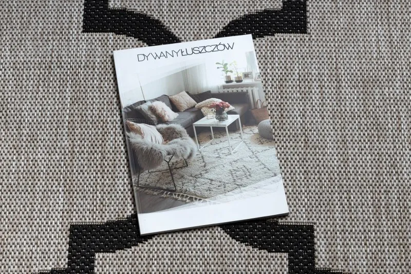 DYWAN SZNURKOWY SIZAL FLOORLUX 20608 , koniczyna marokańska, trellis  srebrny / czarny