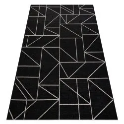 Alfombra de cuerda sisal FLOORLUX 20605 negro / plateado Triángulos, Geométrico