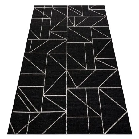 Alfombra de cuerda sisal FLOORLUX 20605 negro / plateado Triángulos, Geométrico