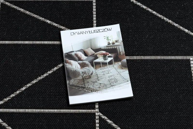 Alfombra de cuerda sisal FLOORLUX 20605 negro / plateado Triángulos, Geométrico