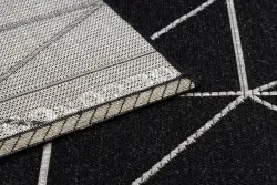 Alfombra de cuerda sisal FLOORLUX 20605 negro / plateado Triángulos, Geométrico