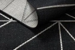 Alfombra de cuerda sisal FLOORLUX 20605 negro / plateado Triángulos, Geométrico
