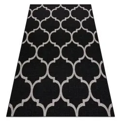 Alfombra de cuerda sisal FLOORLUX 20608 Espaldera marroquí negro / plateado