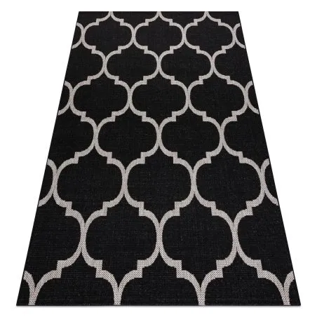 Alfombra de cuerda sisal FLOORLUX 20608 Espaldera marroquí negro / plateado
