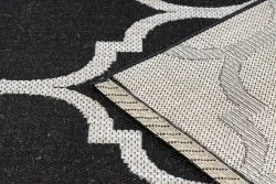 Alfombra de cuerda sisal FLOORLUX 20608 Espaldera marroquí negro / plateado