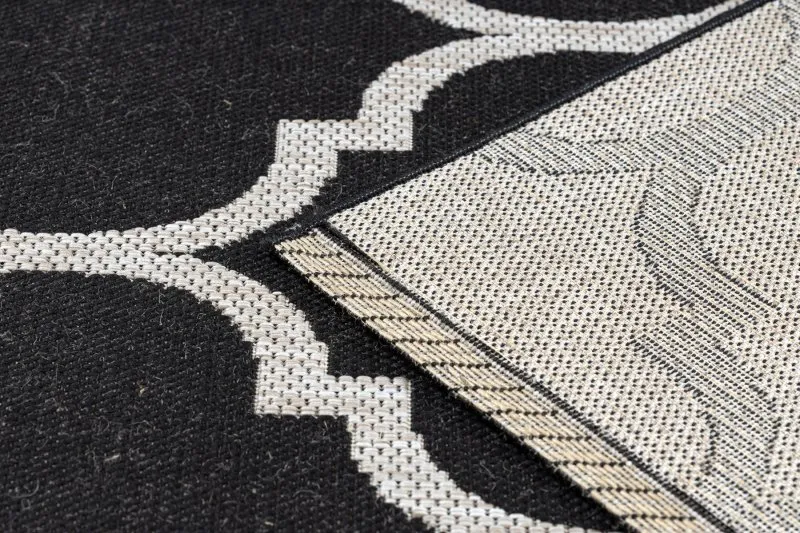 Alfombra de cuerda sisal FLOORLUX 20608 Espaldera marroquí negro / plateado
