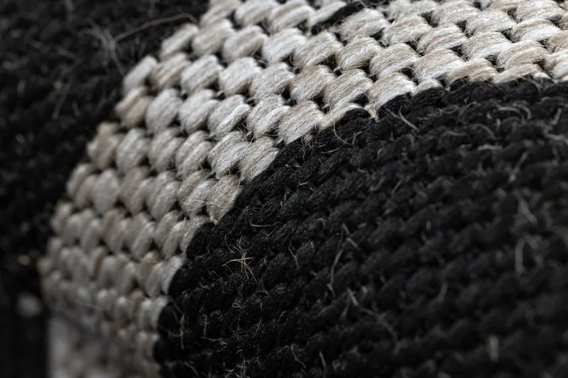 Alfombra de cuerda sisal FLOORLUX 20608 Espaldera marroquí negro / plateado