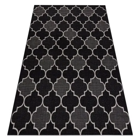 Alfombra de cuerda sisal FLOORLUX 20607 Espaldera marroquí negro / plateado